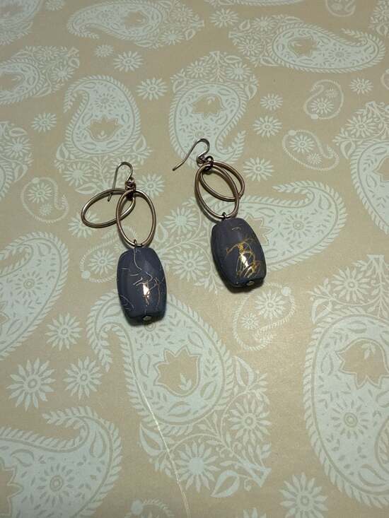 Earring, Enamel, Blue Botanical, Blue, Enameled Earrings - , - Picture 2 of 4